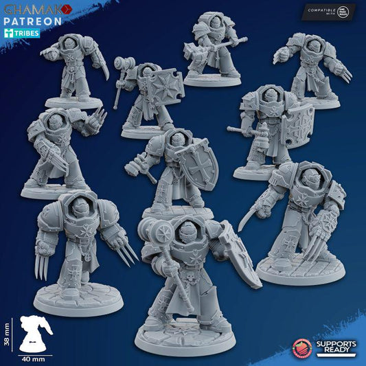 Set of 10 Temple Assault Exterminators | Ghamak | 3D Printed | 28mm| Wargaming | Templar Knights | Tabletop Wargaming Temple Knights