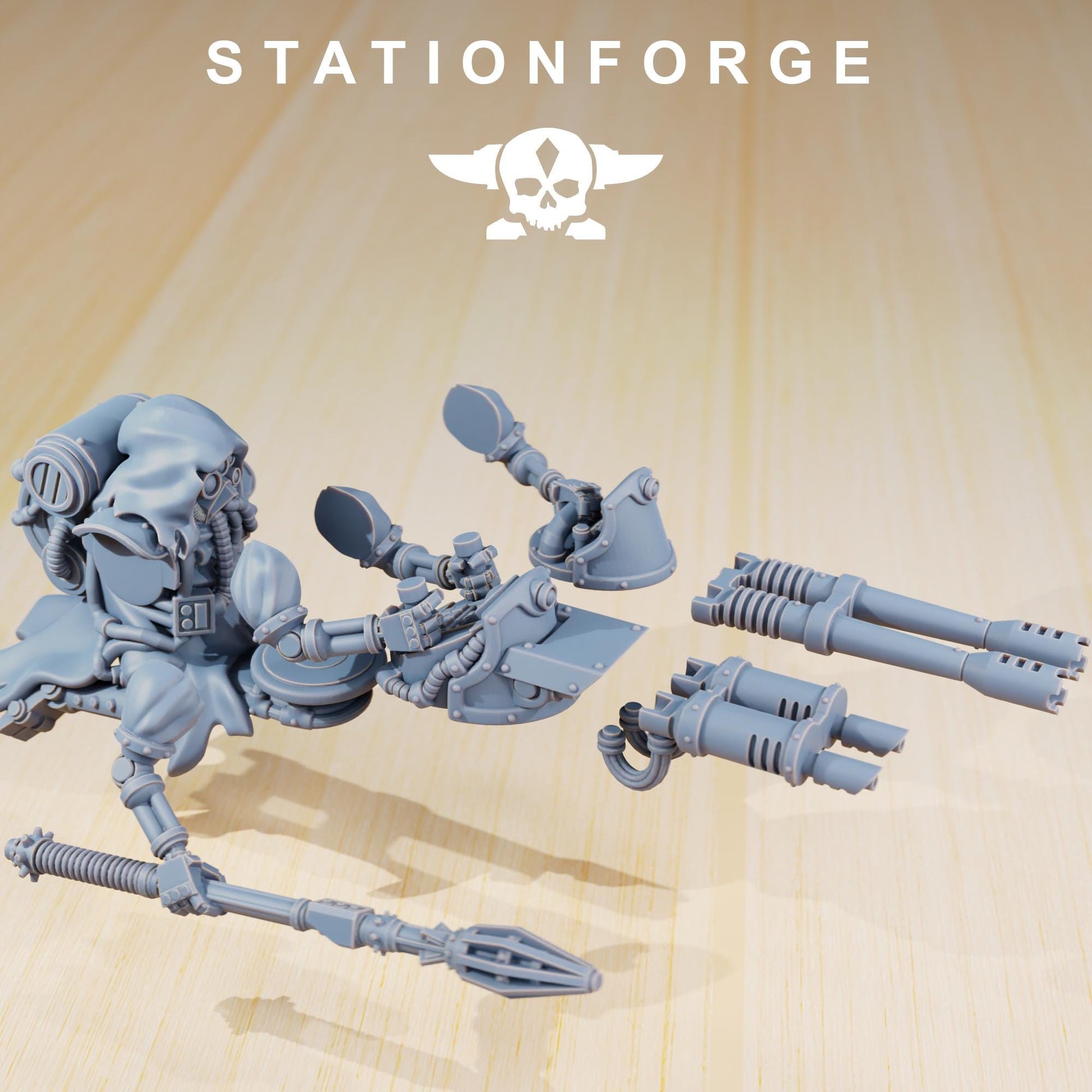 Scavenger Alpha Rider | Station Forge | Wargaming Miniature | Grimdark Future | Sci-fi Commander of Robots | Scavenger Champion