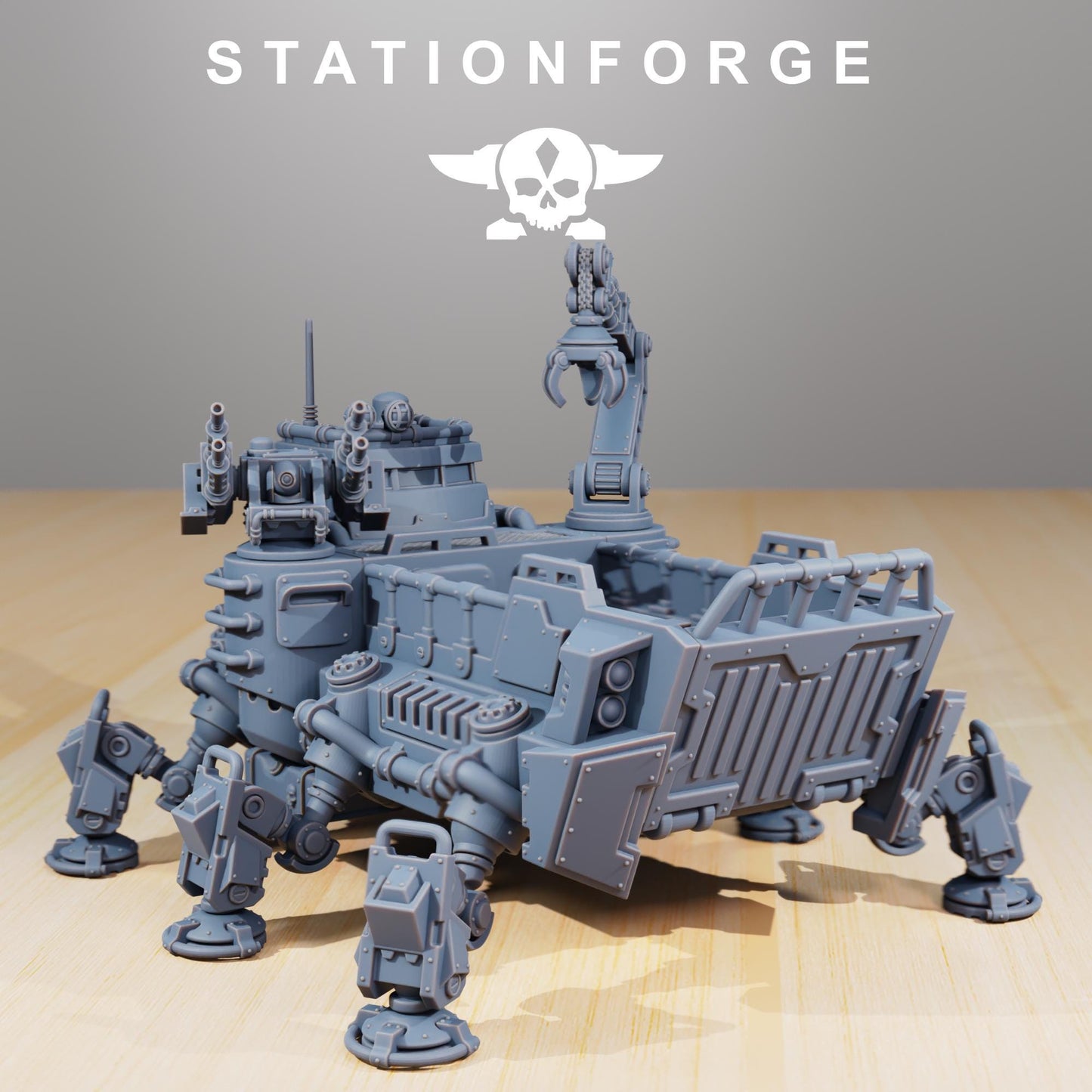 Scavenger Transport Tank | Station Forge | Wargaming Miniature | Grimdark Future | Sci-fi Commander of Robots | Scavenger Champion