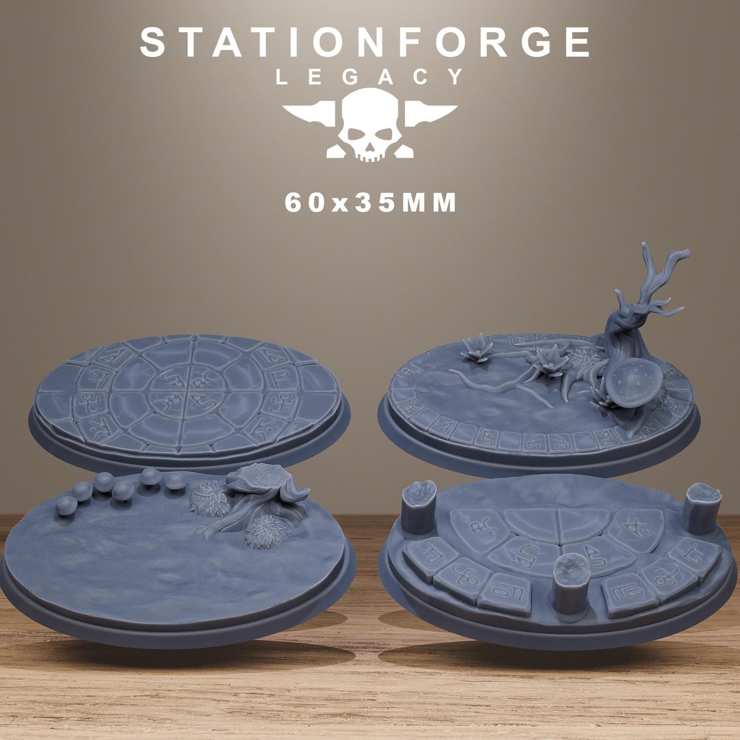 Mystic Bases – 3D Printed Resin Miniature Bases for DnD, TTRPGs, Wargaming | 25mm, 32mm, 40mm+ | Handmade & Solar-Powered