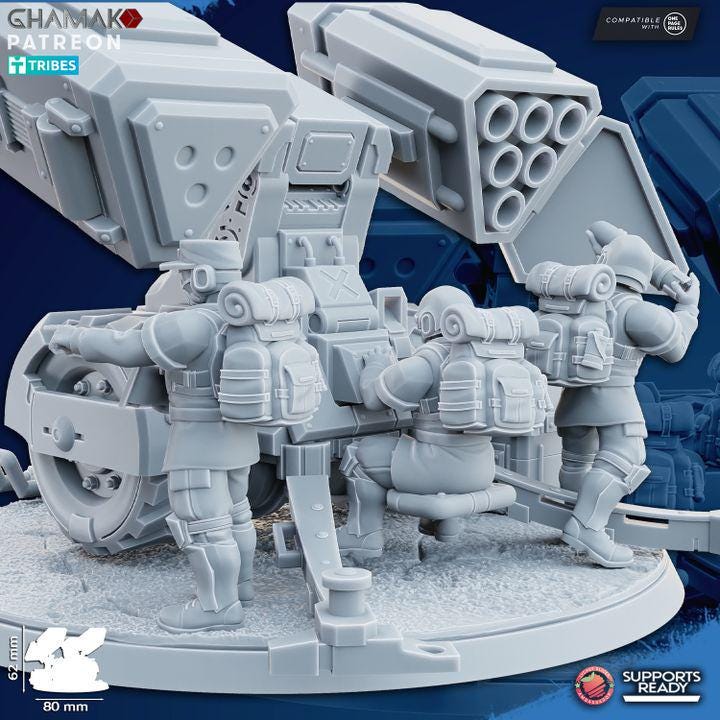 Freedom Guard Rocket Artillery | Ghamak | 3D Printed | 28mm | Wargaming | One Page Rules | Artillery Team