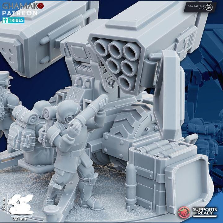 Freedom Guard Rocket Artillery | Ghamak | 3D Printed | 28mm | Wargaming | One Page Rules | Artillery Team