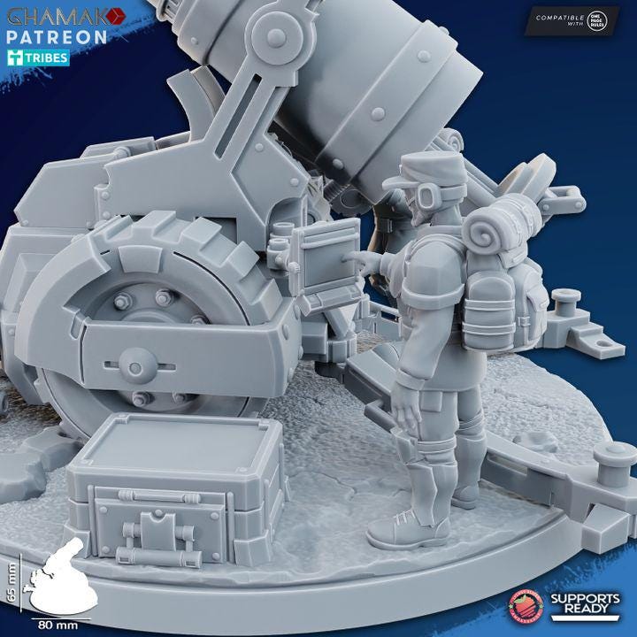 Freedom Guard Heavy Mortar Artillery | Ghamak | 3D Printed | 28mm | Wargaming | One Page Rules | Artillery Team