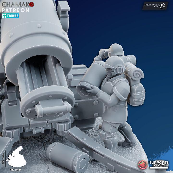 Freedom Guard Heavy Mortar Artillery | Ghamak | 3D Printed | 28mm | Wargaming | One Page Rules | Artillery Team