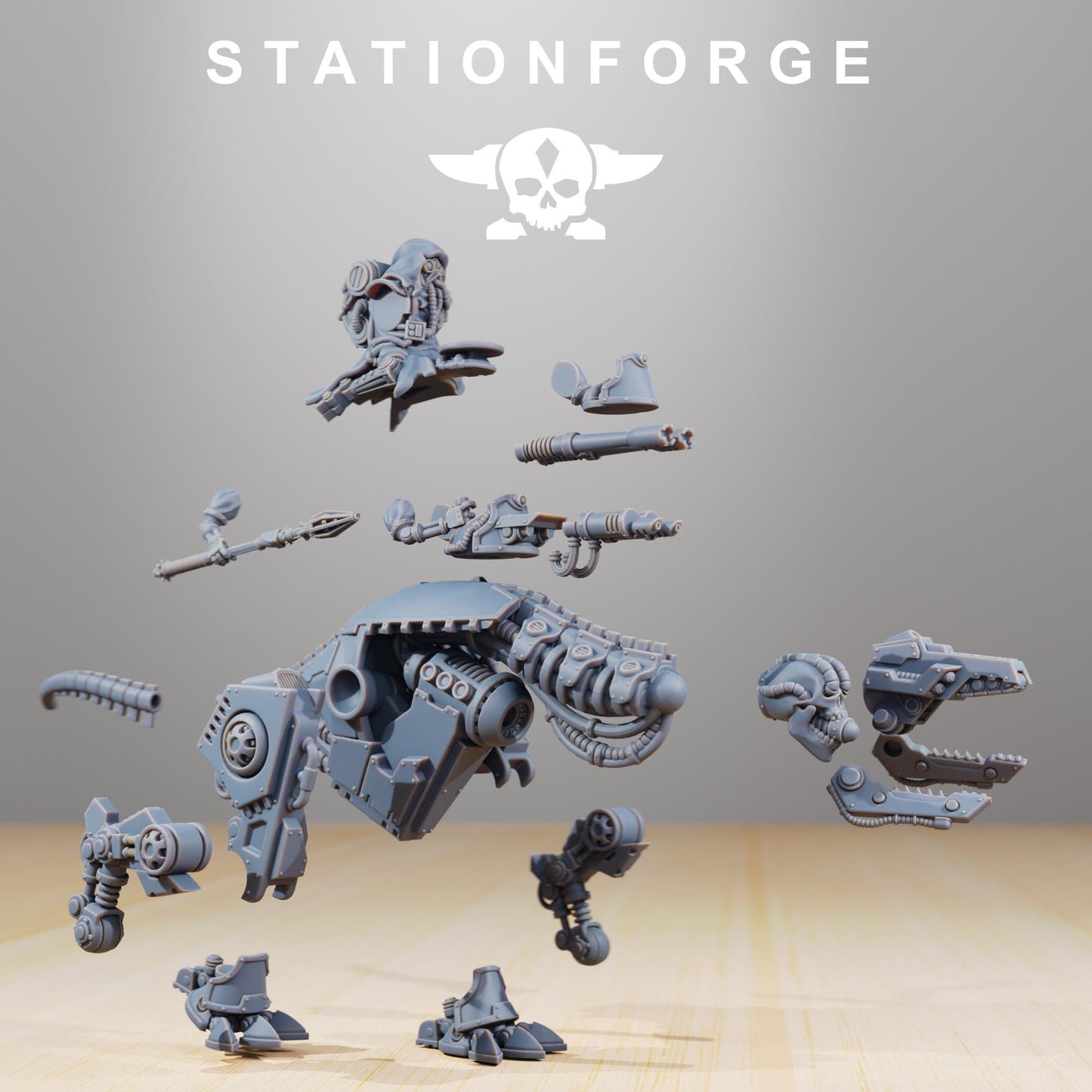 Scavenger Alpha Rider | Station Forge | Wargaming Miniature | Grimdark Future | Sci-fi Commander of Robots | Scavenger Champion