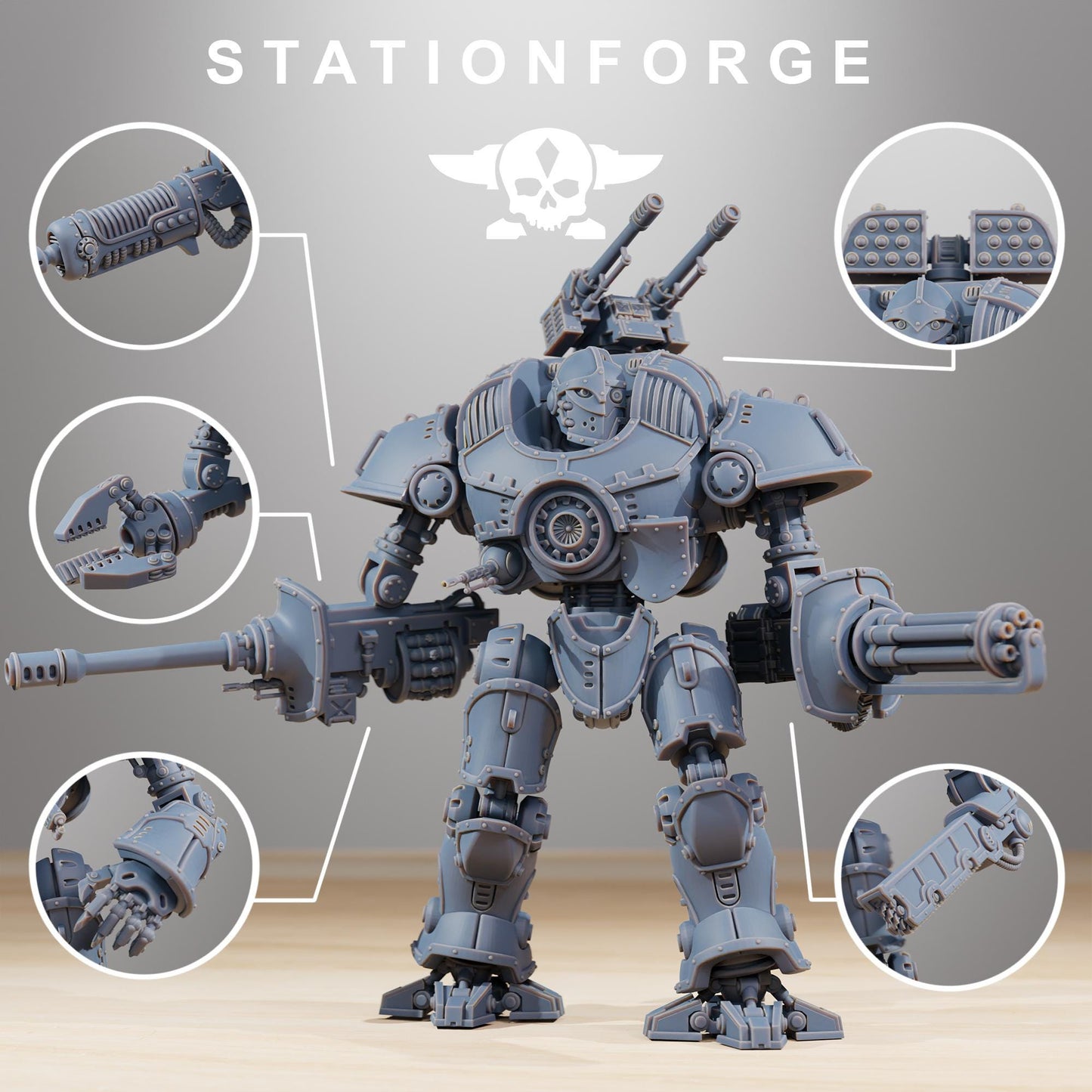 Scavenger Defender Mk2 | Station Forge | Wargaming Miniature | Grimdark Future | Sci-fi Commander of Robots | Scavenger Champion