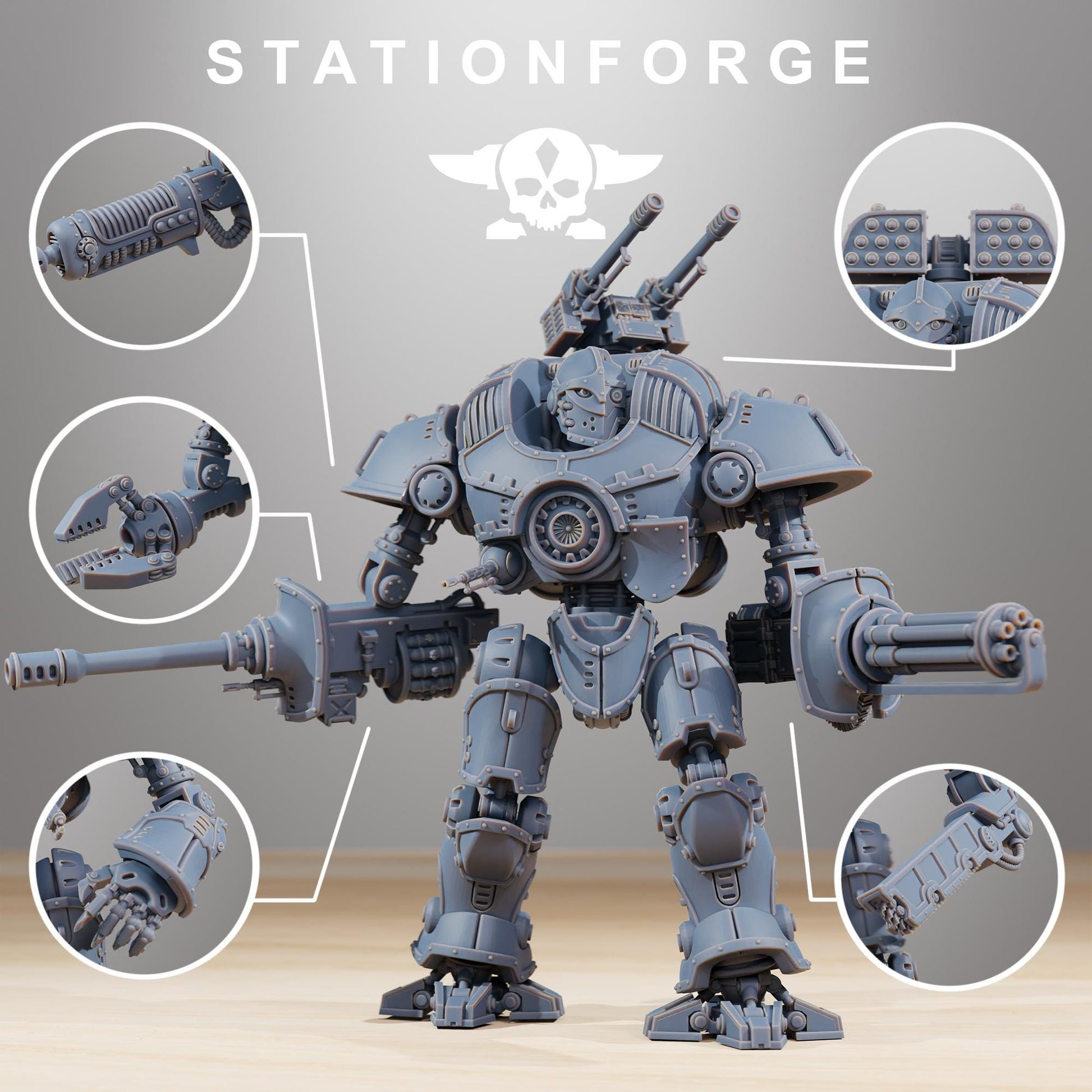 Scavenger Defender Mk2 | Station Forge | Wargaming Miniature | Grimdark Future | Sci-fi Commander of Robots | Scavenger Champion