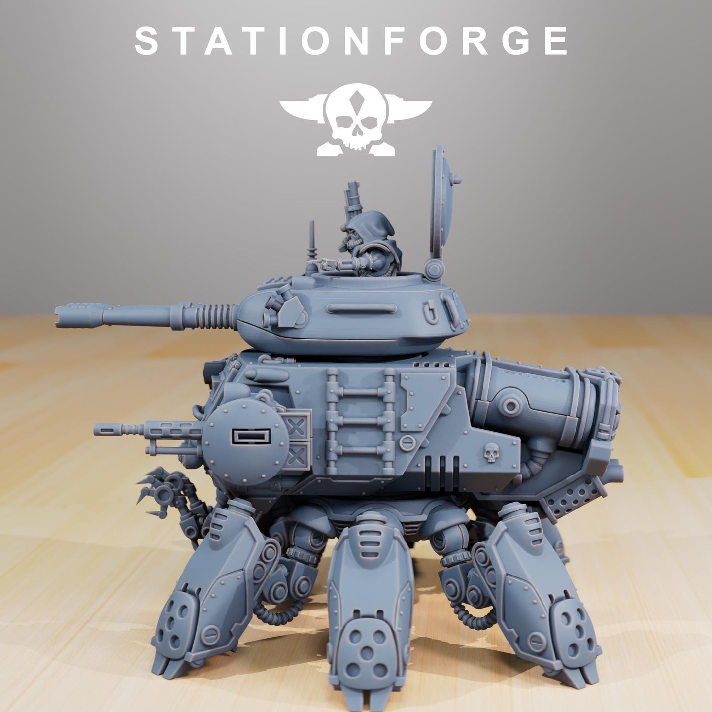 Scavenger Tank | Station Forge | Wargaming Miniature | Grimdark Future | Sci-fi Commander of Robots | Scavenger Champion