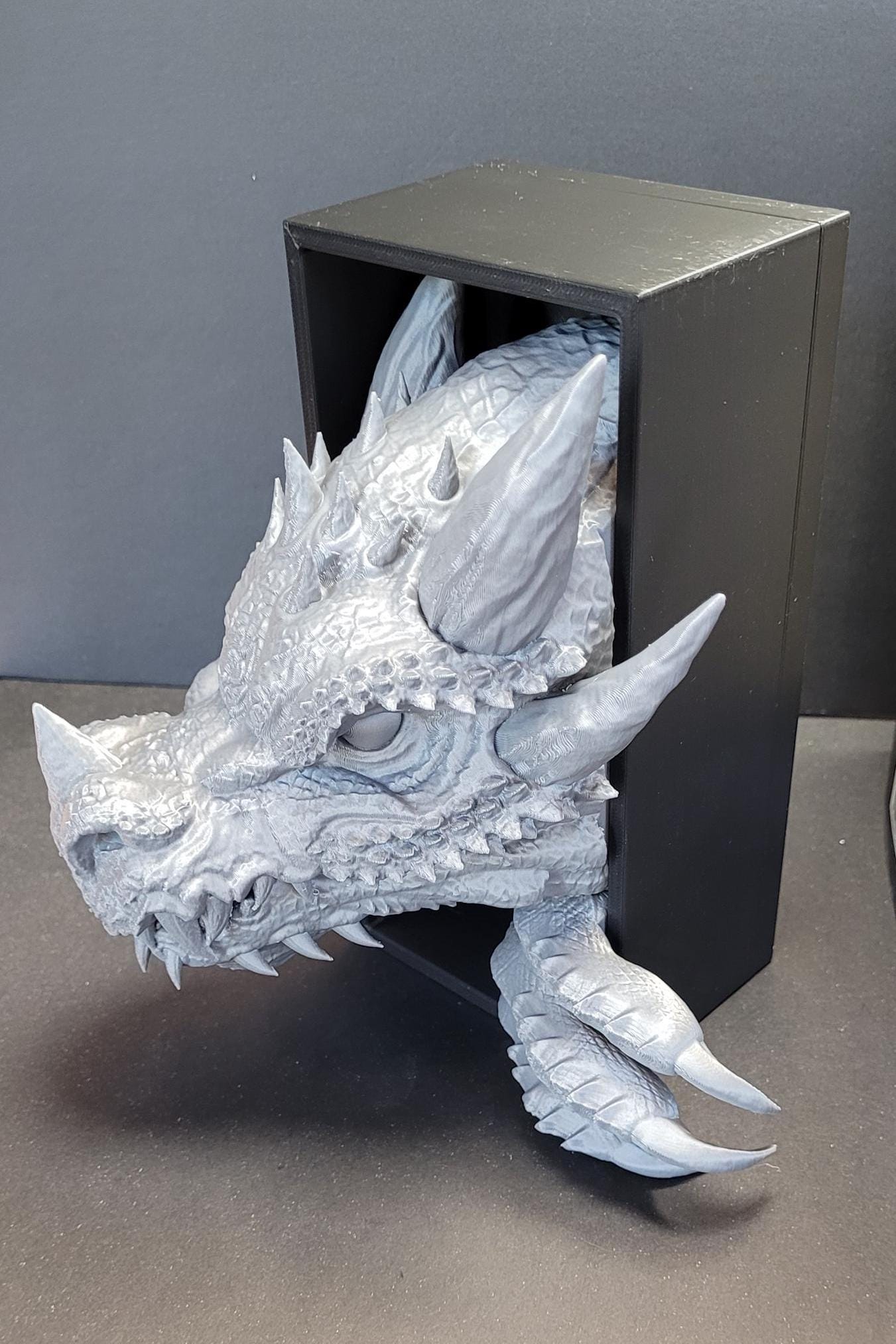Dragon Emerging Book Nook | 3D Printed Fantasy Bookshelf Insert