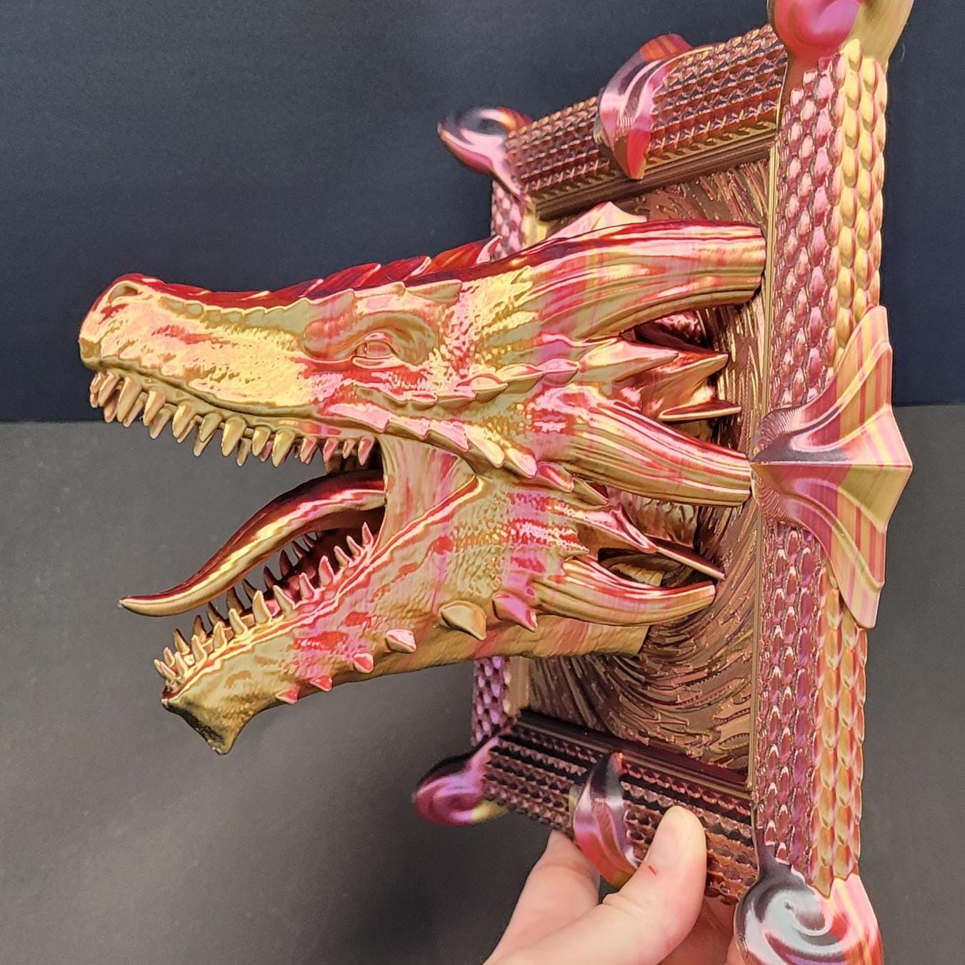 Dragon’s Head Framed | 3D Printed Fantasy Wall Art | Handmade Dragon Bust Decor | Unique Gift for DND & Fantasy Lovers