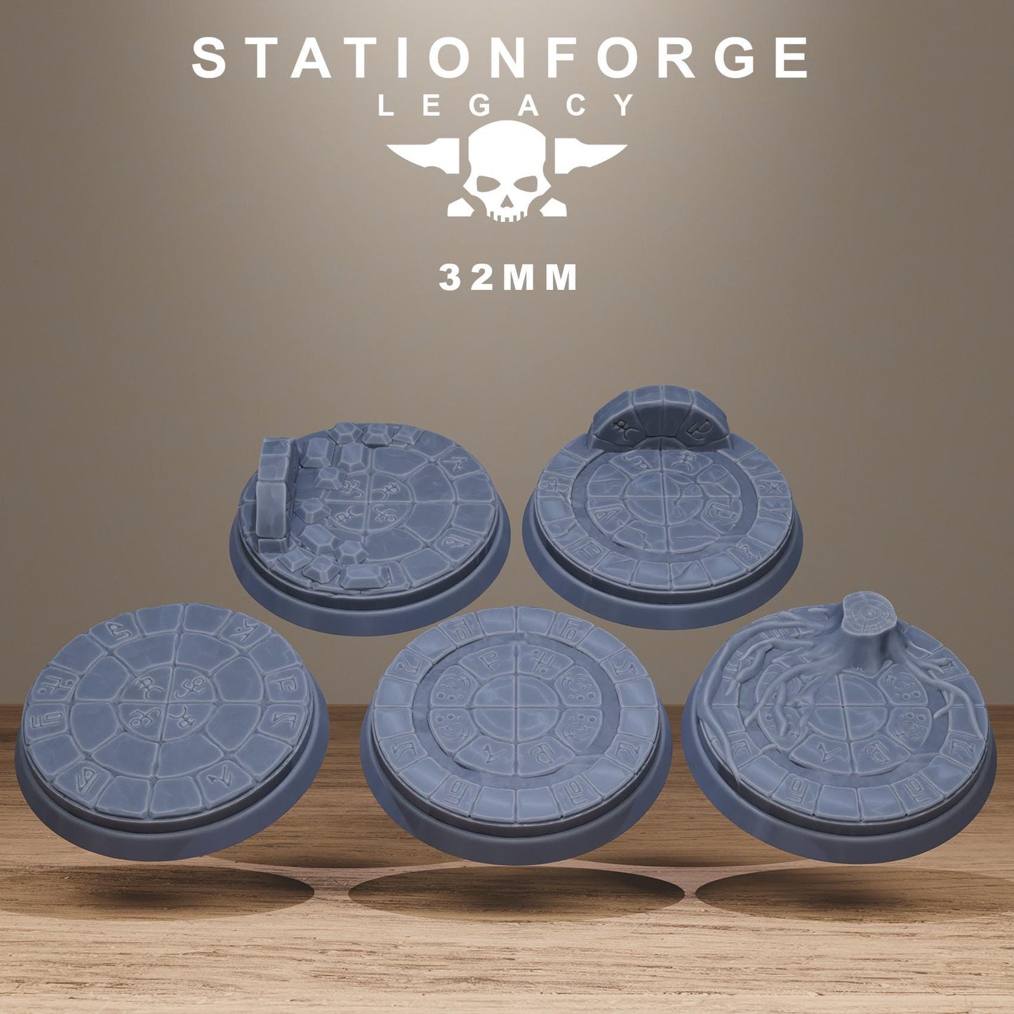 Mystic Bases – 3D Printed Resin Miniature Bases for DnD, TTRPGs, Wargaming | 25mm, 32mm, 40mm+ | Handmade & Solar-Powered