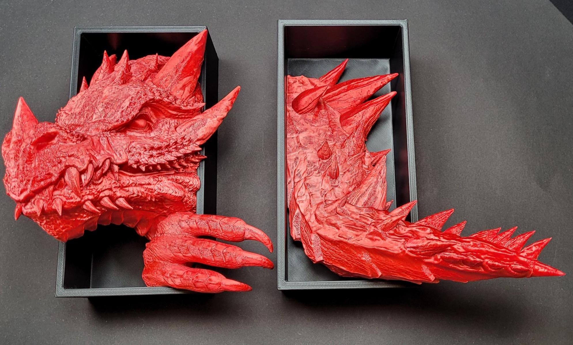 Dragon Emerging Book Nook | 3D Printed Fantasy Bookshelf Insert
