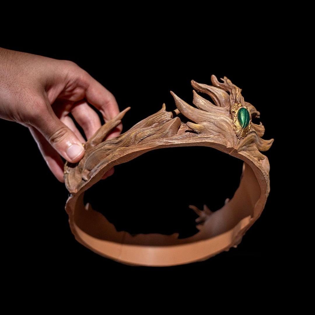 Elven Woodland Crown - Handcrafted Elvish Cosplay & LARP Wooden Crown - Fantasy Crown of Thorns for Ethereal Ensembles