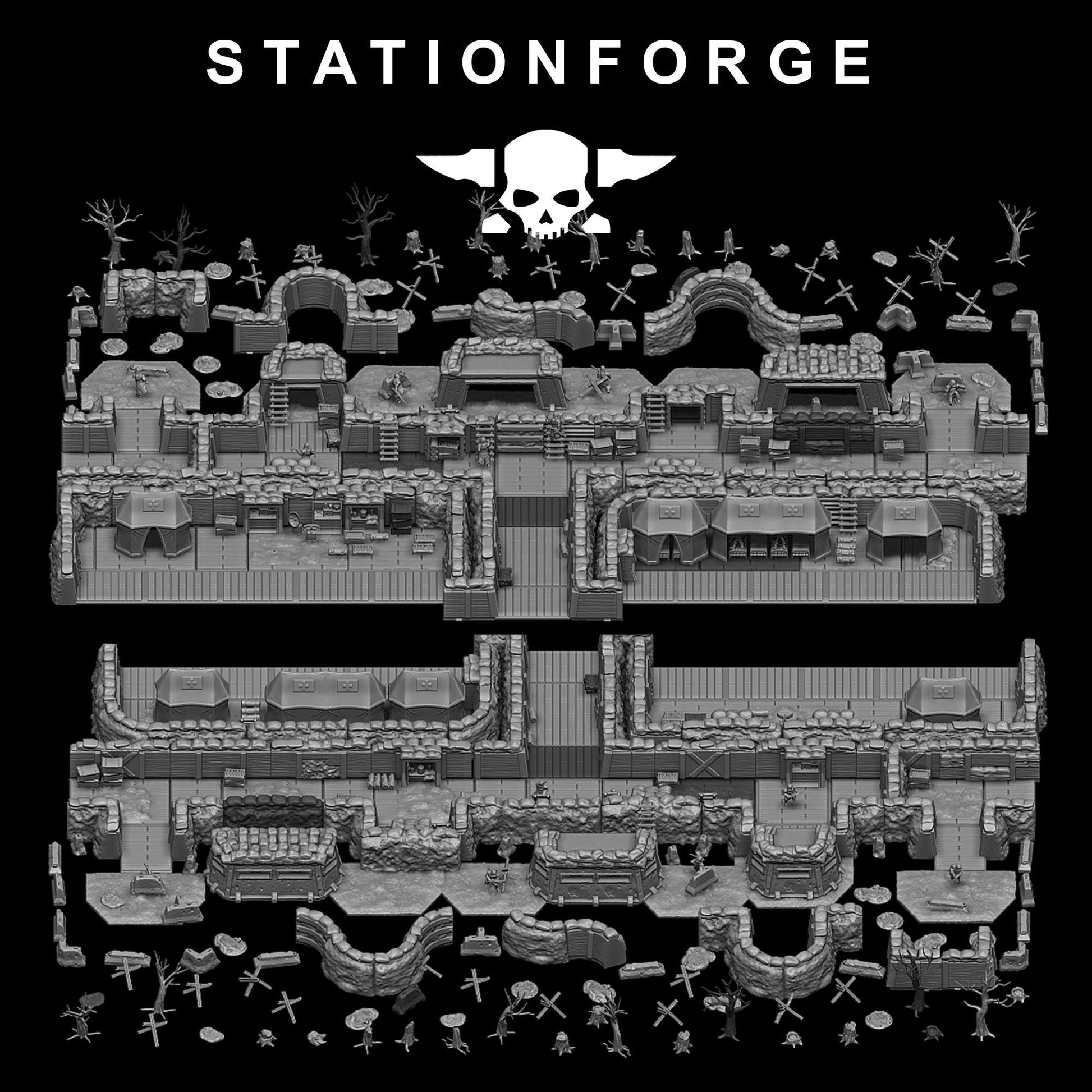 GrimGuard Trench Terrain | Station Forge | Wargaming Terrain | Scatter Terrain