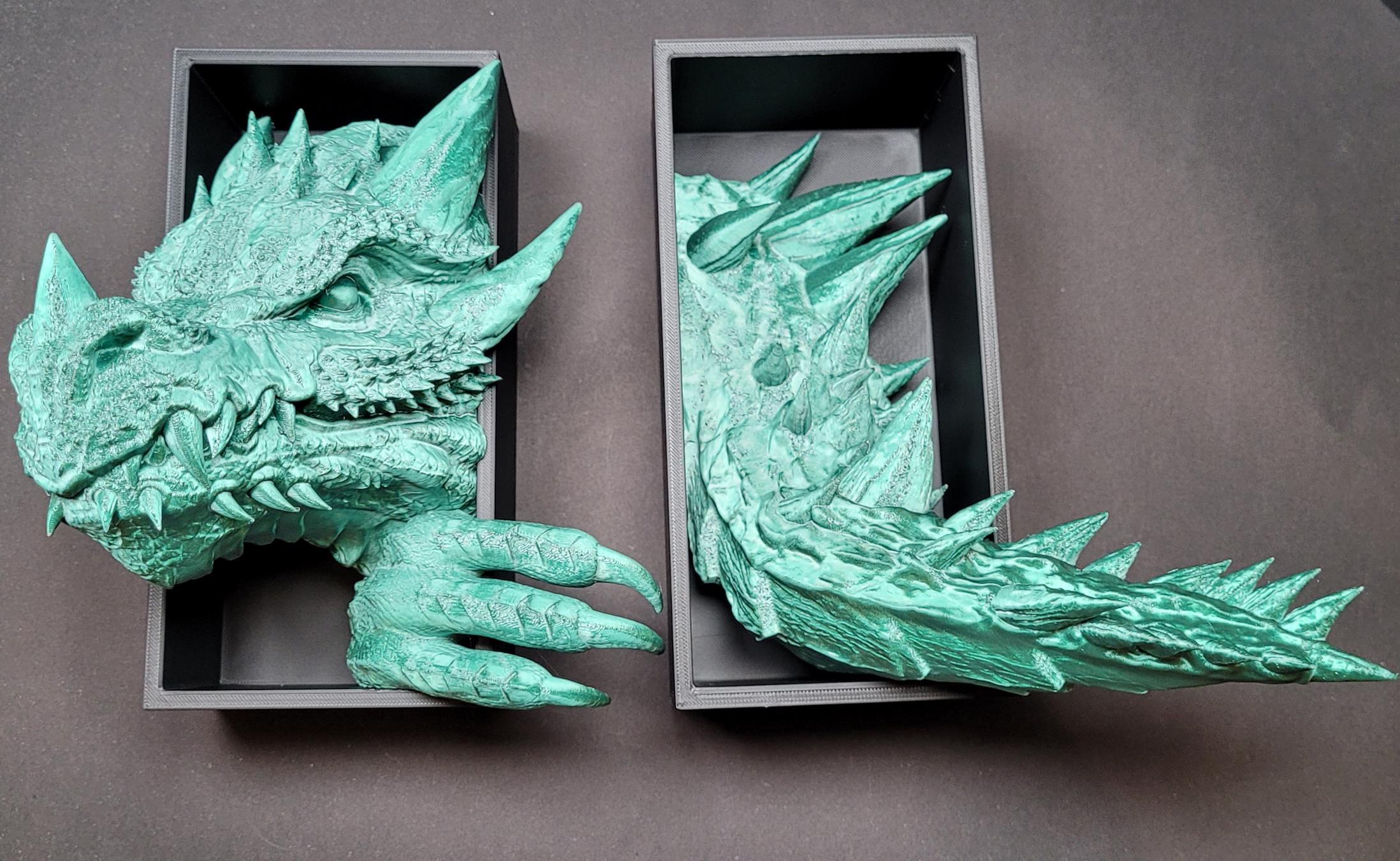 Dragon Emerging Book Nook | 3D Printed Fantasy Bookshelf Insert