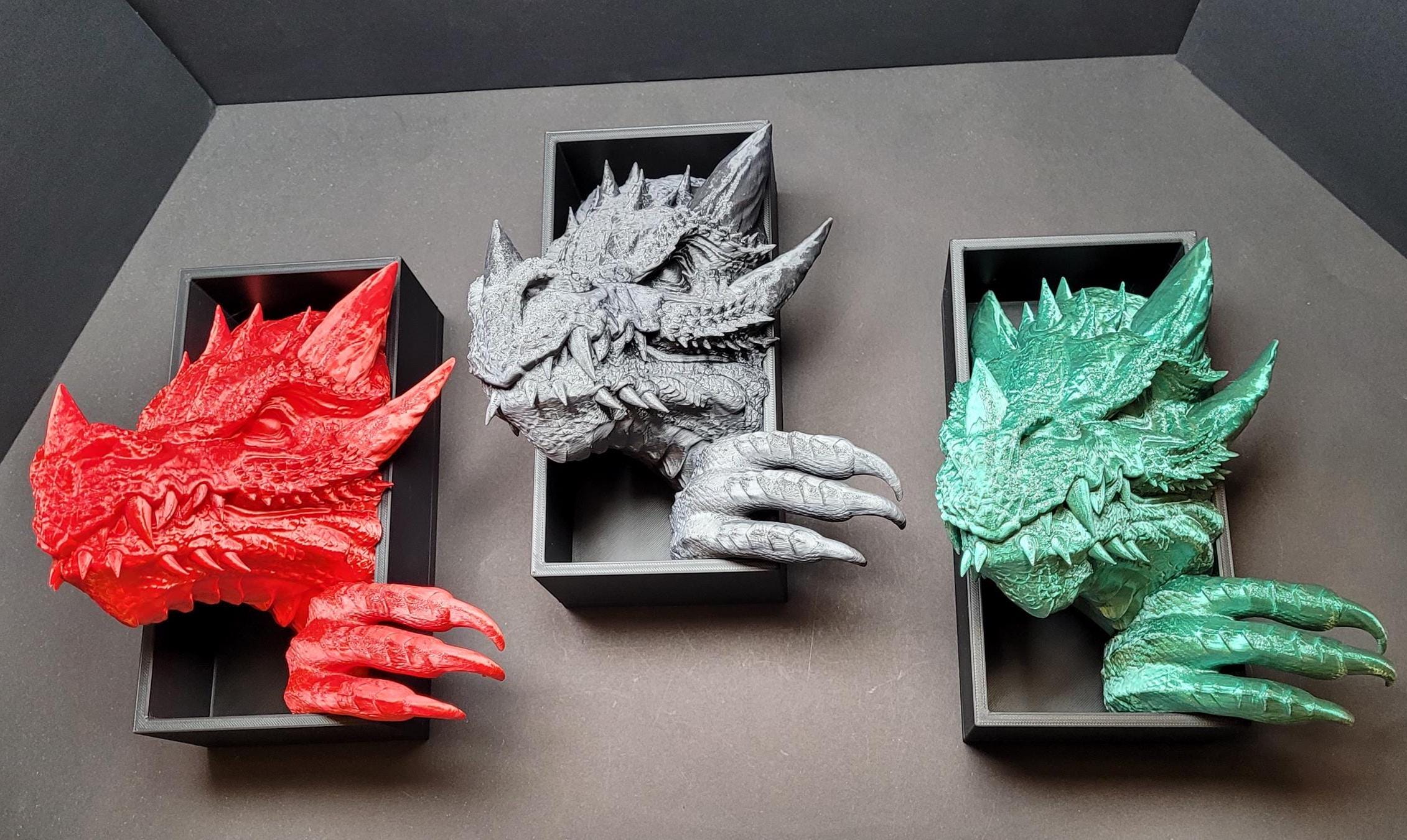 Dragon Emerging Book Nook | 3D Printed Fantasy Bookshelf Insert