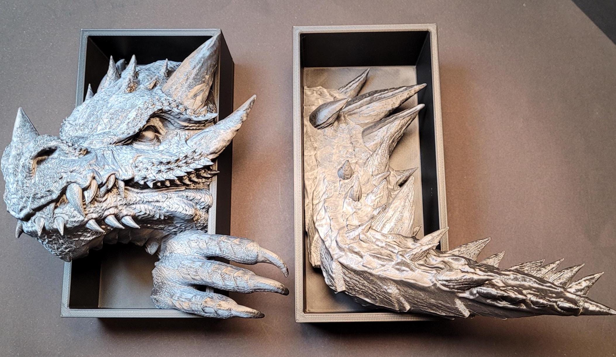 Dragon Emerging Book Nook | 3D Printed Fantasy Bookshelf Insert