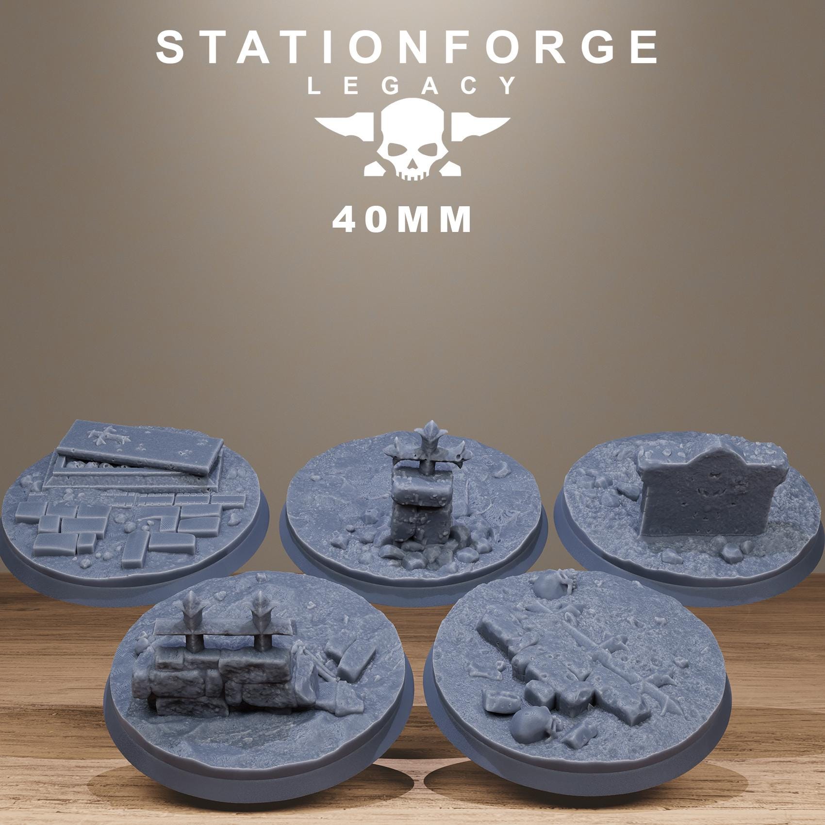 Gothic Bases – 3D Printed Resin Miniature Bases for DnD, TTRPGs, Wargaming | 25mm, 32mm, 40mm+ | Handmade & Solar-Powered