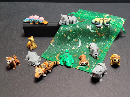 PocketPals Jungle Friends Set – 10 Mini Sea Creatures | Lion, Tiger, Elephant, Giraffe, Sloth & More | Gifts | Party Favors | Birthday |