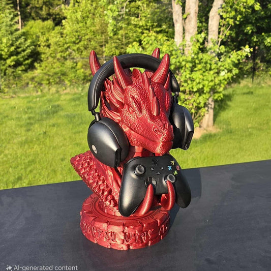 Dragon Bust Headphone Holder | 3D Printed Dragon Stand for Headsets, Sunglasses & Controllers | Sparkly or Solid Colors