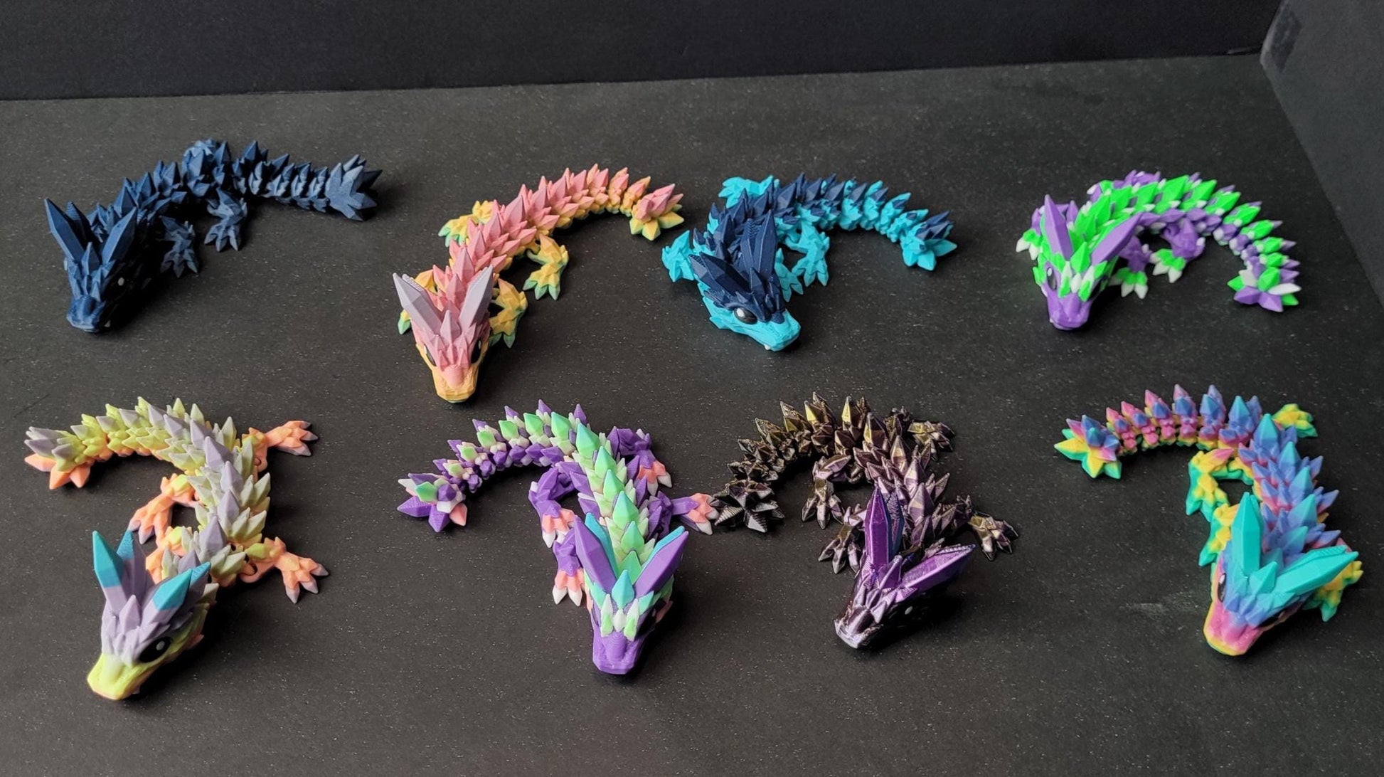 Vibrant Baby Crystal Dragon Figurine — 3D Printed Dragon with Detailed Eyes, Fantasy Décor, Gamer Gift & Dragon Collector’s Treasure