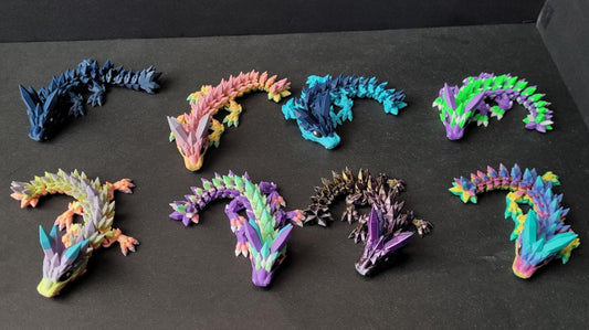 Vibrant Baby Crystal Dragon Figurine — 3D Printed Dragon with Detailed Eyes, Fantasy Décor, Gamer Gift & Dragon Collector’s Treasure
