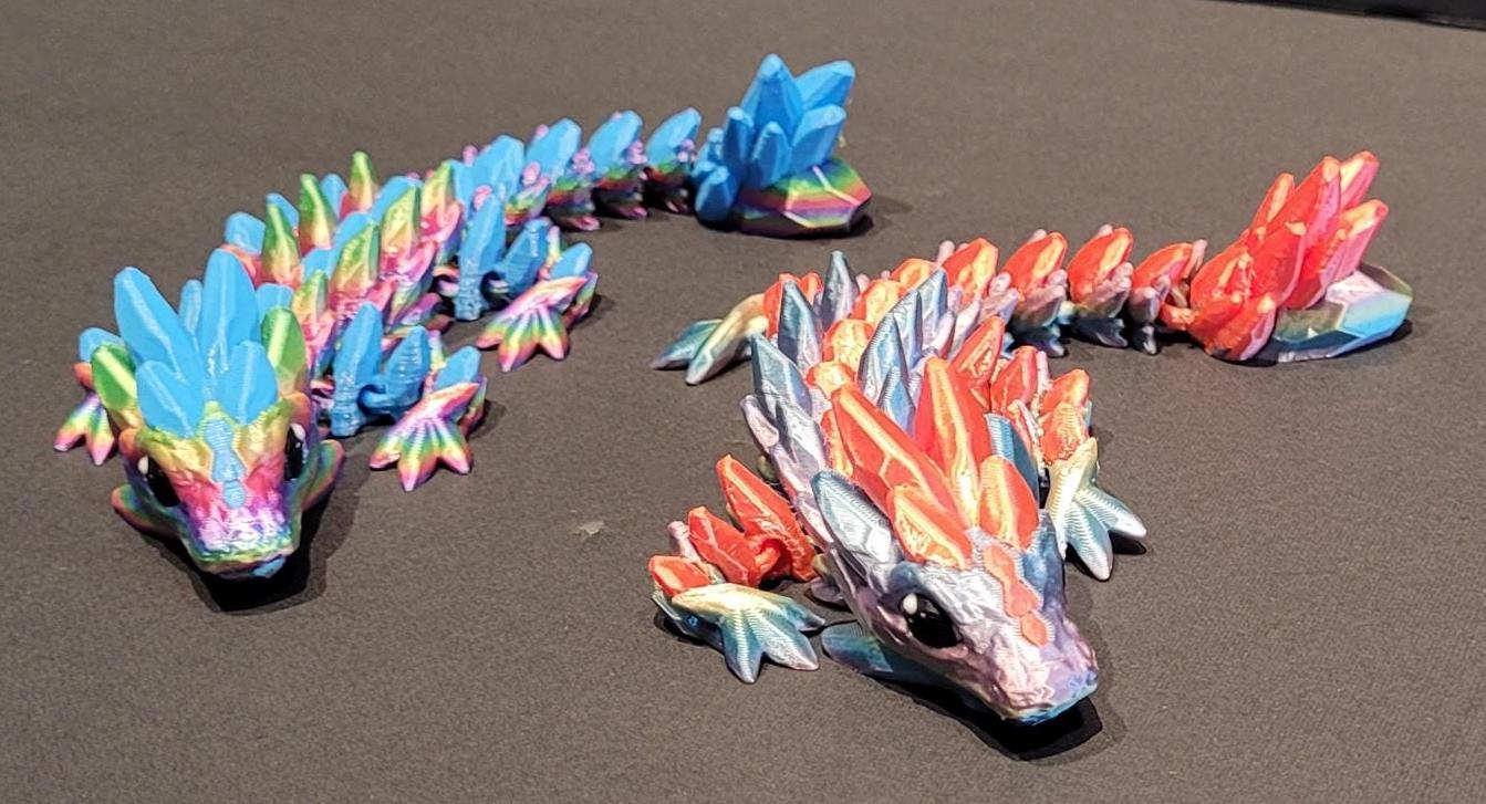 Vibrant Baby Crystal Dragon Figurine — 3D Printed Dragon with Detailed Eyes, Fantasy Décor, Gamer Gift & Dragon Collector’s Treasure