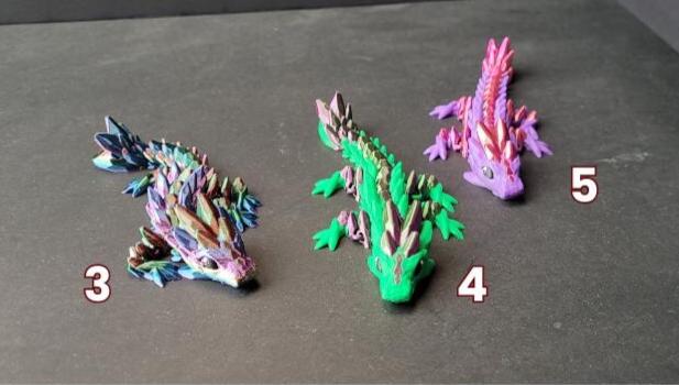 Vibrant Baby Gemstone Dragon Figurine — 3D Printed Dragon with Detailed Eyes, Fantasy Décor, Gamer Gift & Dragon Collector’s Treasure