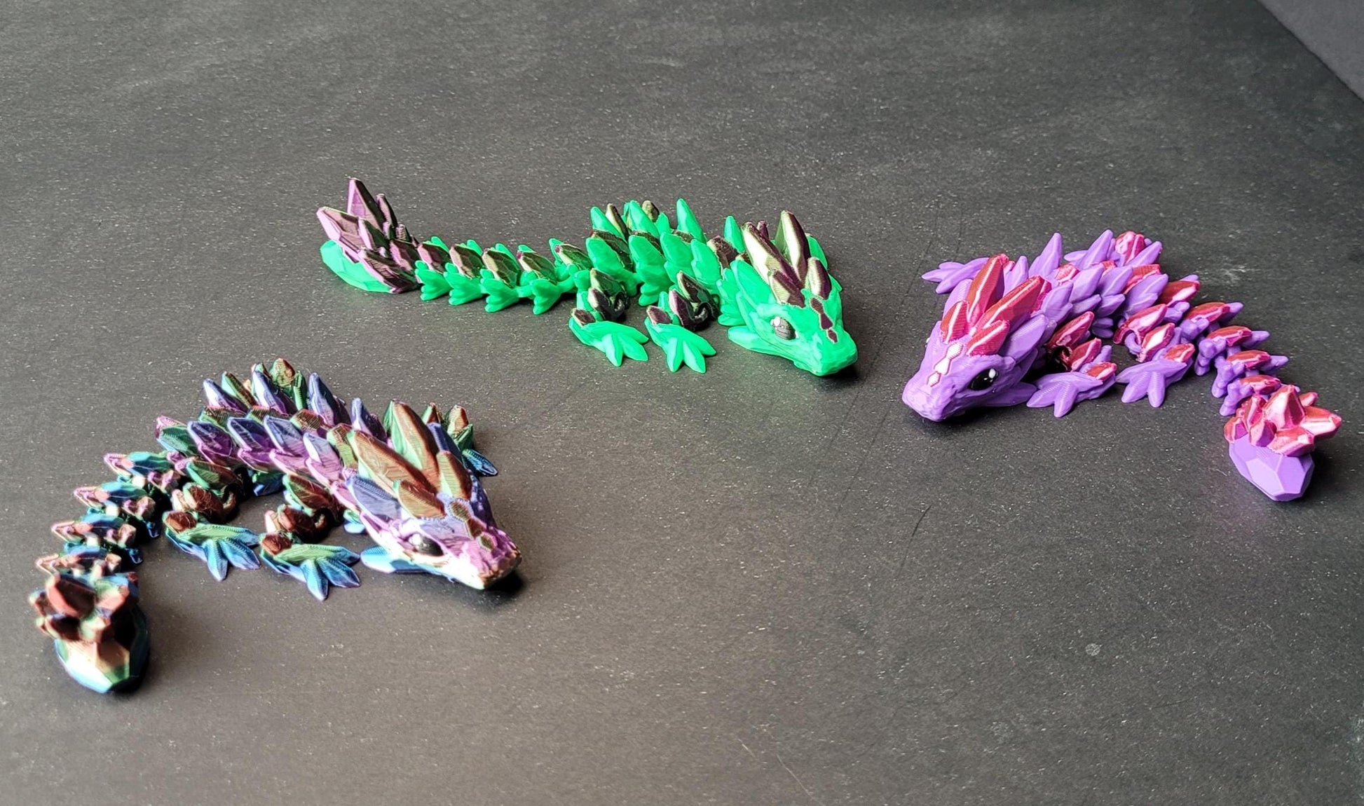 Vibrant Baby Gemstone Dragon Figurine — 3D Printed Dragon with Detailed Eyes, Fantasy Décor, Gamer Gift & Dragon Collector’s Treasure