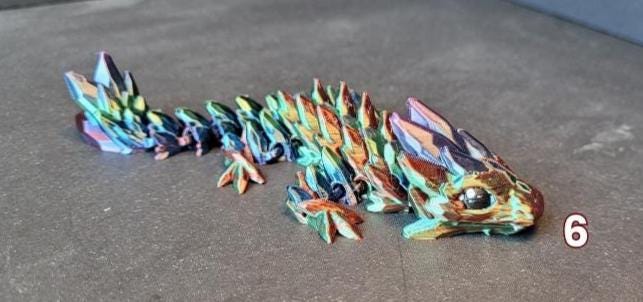 Vibrant Baby Gemstone Dragon Figurine — 3D Printed Dragon with Detailed Eyes, Fantasy Décor, Gamer Gift & Dragon Collector’s Treasure