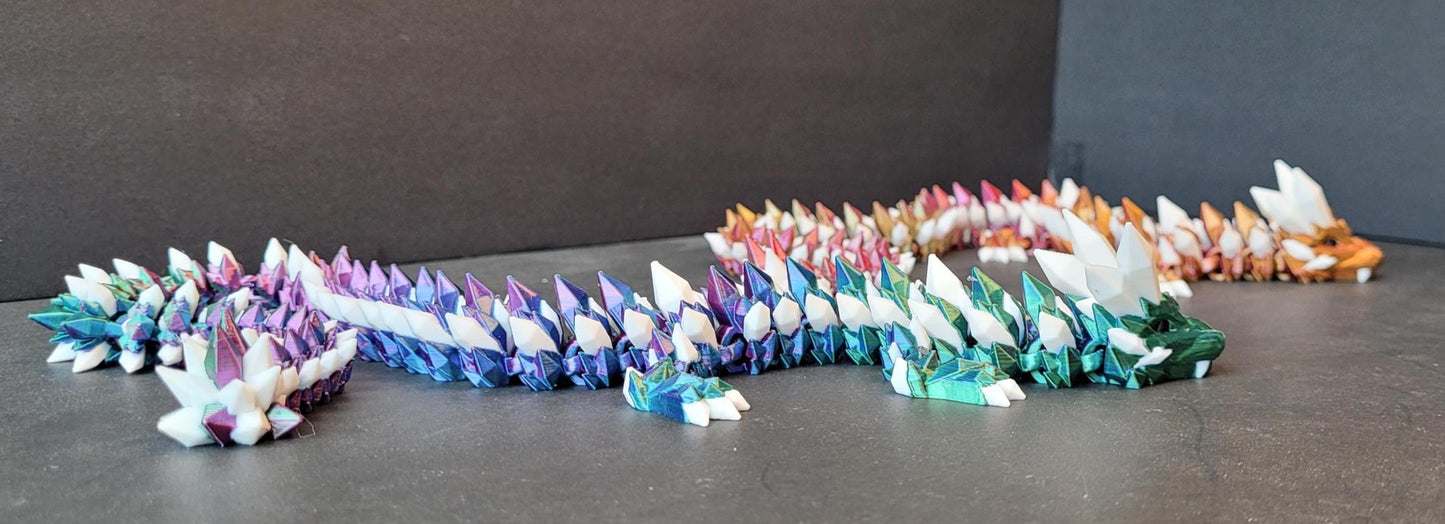 Vibrant Medium Crystal Dragon Figurine — 3D Printed Dragon with Detailed Eyes, Fantasy Décor, Gamer Gift & Dragon Collector’s Treasure
