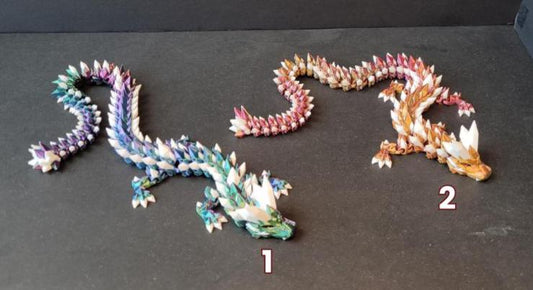 Vibrant Medium Crystal Dragon Figurine — 3D Printed Dragon with Detailed Eyes, Fantasy Décor, Gamer Gift & Dragon Collector’s Treasure