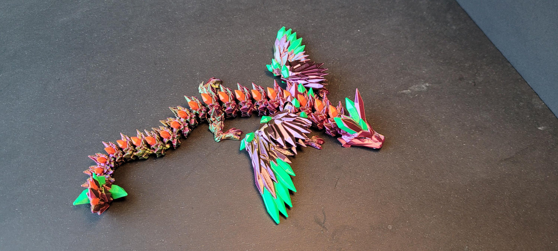 Vibrant Medium Crystal Winged Dragon Figurine — 3D Printed Dragon with Detailed Eyes, Fantasy Décor, Gamer Gift & Dragon Collectors Treasure