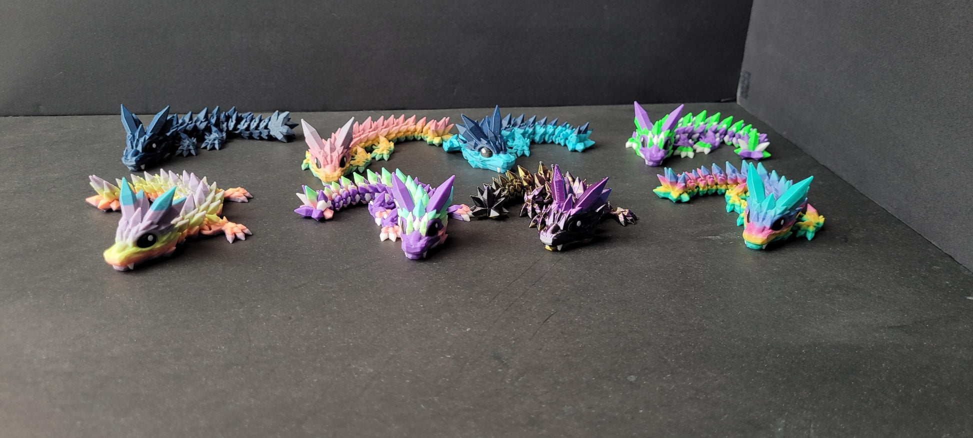 Vibrant Baby Crystal Dragon Figurine — 3D Printed Dragon with Detailed Eyes, Fantasy Décor, Gamer Gift & Dragon Collector’s Treasure