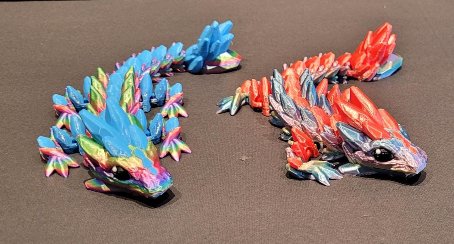 Vibrant Baby Gemstone Dragon Figurine — 3D Printed Dragon with Detailed Eyes, Fantasy Décor, Gamer Gift & Dragon Collector’s Treasure