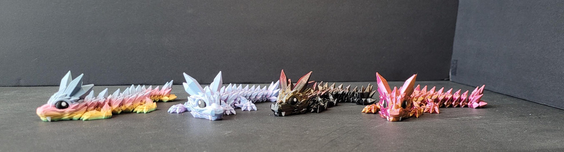 Vibrant Baby Crystal Dragon Figurine — 3D Printed Dragon with Detailed Eyes, Fantasy Décor, Gamer Gift & Dragon Collector’s Treasure