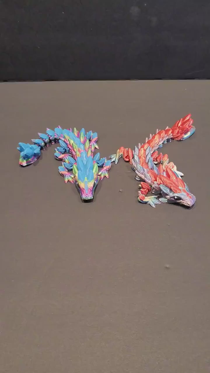Vibrant Baby Gemstone Dragon Figurine — 3D Printed Dragon with Detailed Eyes, Fantasy Décor, Gamer Gift & Dragon Collector’s Treasure