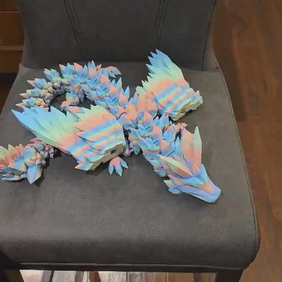 XL Crystal Wing Dragon | Articulated Dragon | Sensory Fidget Toy | Whimsical Dragon | Rainbow Dragons | Shiny Dragons | Dragon Lover Gift