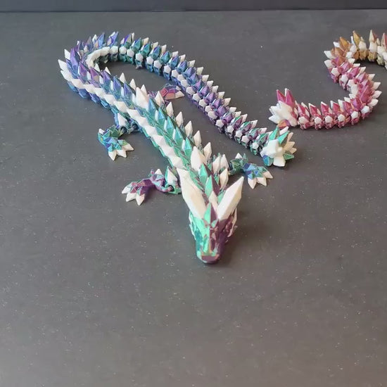 Vibrant Medium Crystal Dragon Figurine — 3D Printed Dragon with Detailed Eyes, Fantasy Décor, Gamer Gift & Dragon Collector’s Treasure