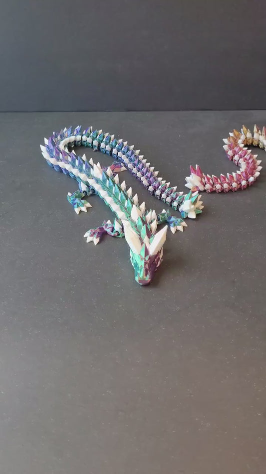 Vibrant Medium Crystal Dragon Figurine — 3D Printed Dragon with Detailed Eyes, Fantasy Décor, Gamer Gift & Dragon Collector’s Treasure