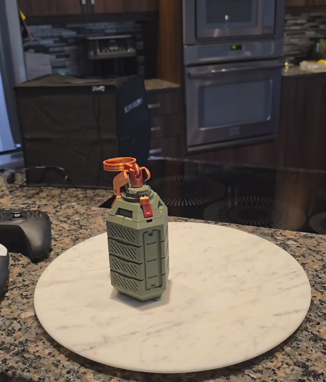 3D Printed Grenade Controller Holder | Gamer Gift | Army Green & Black with Copper Accents | Custom Colors Available | Unique Gaming Decor
