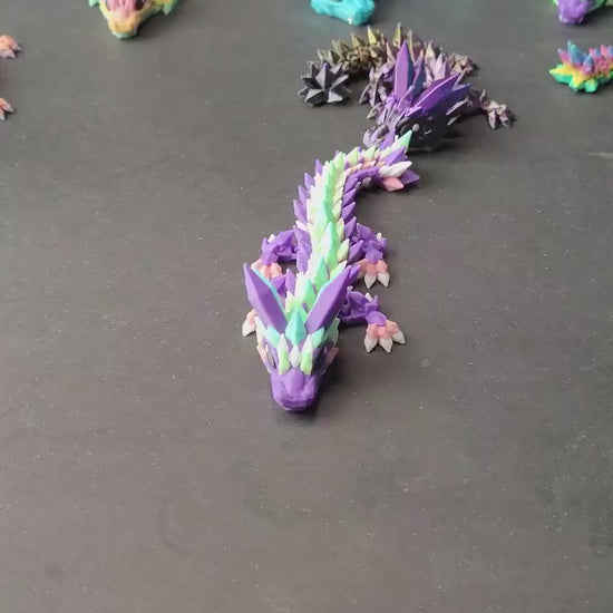 Vibrant Baby Crystal Dragon Figurine — 3D Printed Dragon with Detailed Eyes, Fantasy Décor, Gamer Gift & Dragon Collector’s Treasure
