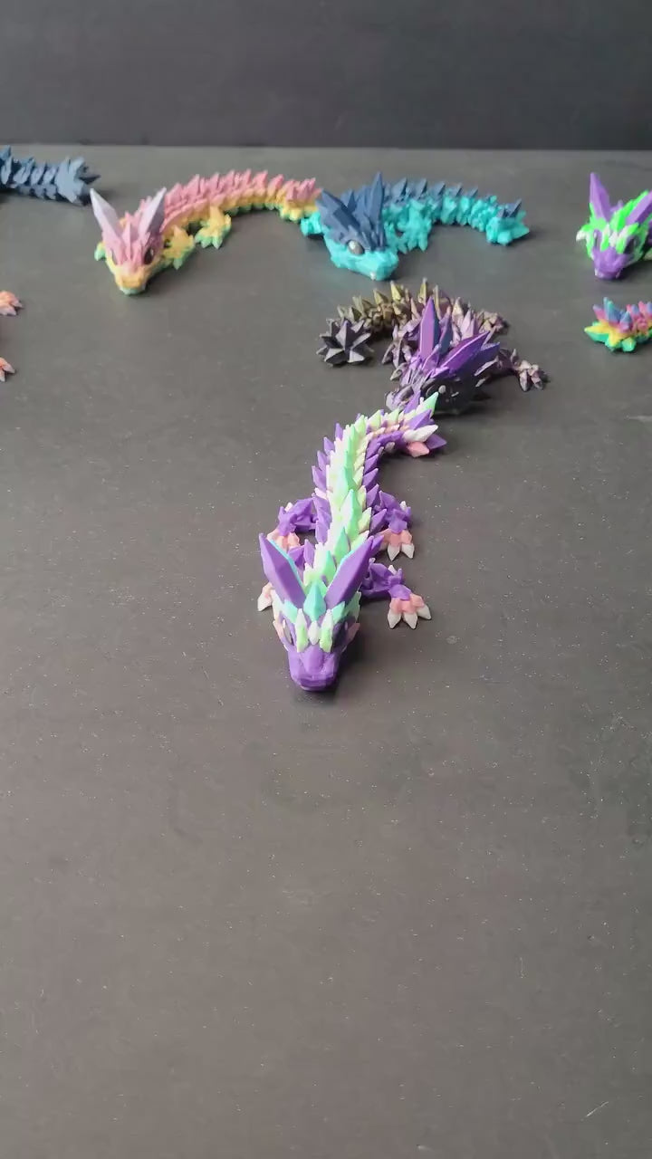 Vibrant Baby Crystal Dragon Figurine — 3D Printed Dragon with Detailed Eyes, Fantasy Décor, Gamer Gift & Dragon Collector’s Treasure
