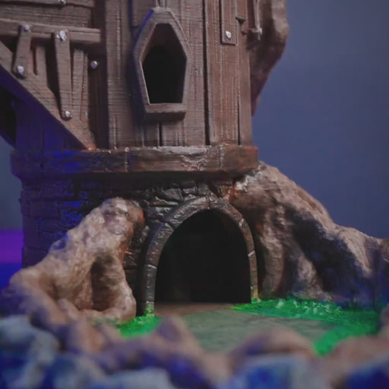 Wizard Tower Dice Tower | Handcrafted Magic Dice Holder | Unique Tabletop RPG Accessory | Fantasy-Themed Gaming Decor