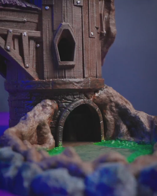 Wizard Tower Dice Tower | Handcrafted Magic Dice Holder | Unique Tabletop RPG Accessory | Fantasy-Themed Gaming Decor