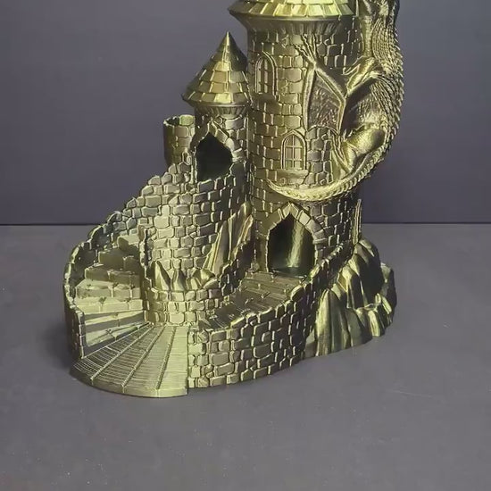 3D Printed Dragon Dice Tower with Dual Dice Paths – Fantasy RPG Accessory – Open or Closed Bottom – Colorful Filament Dice Roller
